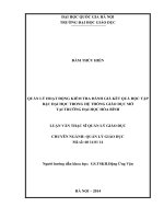 Quản lý hoạt động kiểm tra đánh giá kết quả học tập bậc đại học trong hệ thống giáo dục mở tại trường đại học hòa bình 