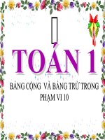Bài giảng Toán 1 chương 2 bài 17: Bảng cộng và bảng trừ trong phạm vi 10