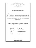 Ảnh hưởng c ủa sự phát triển đô thị đến sử dụng đất nông nghiệp và đời sống người dân phường tân thịnh thành phố thái nguyên, tỉnh thái nguyên giai đoạn năm 2008   2013