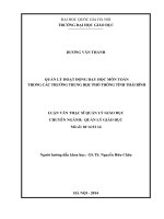 Quản lý hoạt động dạy học môn toán trong các trường trung học phổ thông tỉnh thái bình 