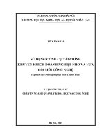 Sử dụng công cụ tài chính khuyến khích doanh nghiệp nhỏ và vừa đổi mới công nghệ ( nghiên cứu trường hợp tại tỉnh thanh hóa) 