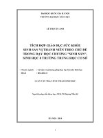 Tích hợp giáo dục sức khỏe sinh sản vị thành niên theo chủ đề trong dạy học chương sinh sản sinh học 8 trường trung học cơ sở 