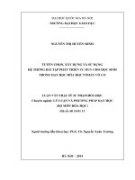 Tuyển chọn – xây dựng và sử dụng hệ thống bài tập phát triển tư duy cho học sinh trong dạy học hóa học 9 phần vô cơ 