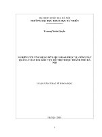 Nghiên cứu ứng dụng dữ liệu lidar phục vụ công tác quản lý đất đai khu vực đô thị thuộc thành phố hà nội 