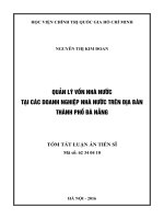 Quản lý vốn nhà nước tại các doanh nghiệp nhà nước trên địa bàn thành phố Đà Nẵng
