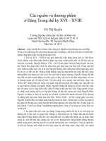 Các nguồn và thương phẩm ở đàng trong thế kỷ XVI – XVIII 