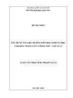 Xây dựng tài liệu hướng dẫn học sinh tự học chương “sóng cơ và sóng âm” vật lí 12 