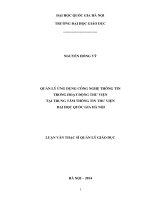 Quản lý ứng dụng công nghệ thông tin trong hoạt động thư viện tại trung tâm thông tin thư viện, đại học quốc gia hà nội 