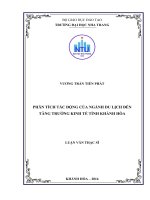 Phân tích tác động của ngành du lịch đến tăng trưởng kinh tế tỉnh khánh hòa 