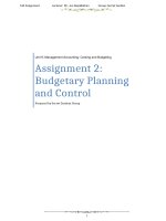 Management Accounting: Costing and Budgeting (Assignment 2)