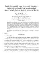 Trách nhiệm xã hội trong kinh doanh khách sạn nghiên cứu trường hợp các khách sạn thuê thương hiệu sofitel của tập đoàn accor tại hà nội 