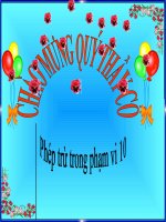 Bài giảng Toán 1 chương 2 bài 16: Phép trừ trong phạm vi 10