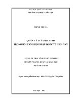 Quản lý lưu học sinh trong bối cảnh hội nhập quốc tế hiện nay 