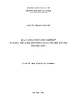 Quản lý hoạt động chủ nhiệm lớp ở trường trung học phổ thông thành phố điện biên phủ tỉnh điện biên 