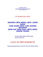 Nghiên cứu về năng lực lãnh đạo của đội ngũ giám đốc doanh nghiệp nhỏ và vừa trong khu vực bắc miền trung 