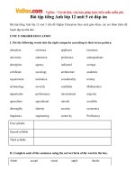 Bài tập tiếng Anh lớp 12 unit 5 có đáp án