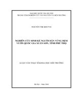 Nghiên cứu sinh kế người dân vùng đệm vườn quốc gia xuân sơn, tỉnh phú thọ