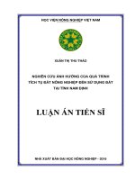 Nghiên cứu ảnh hưởng của quá trình tích tụ đất nông nghiệp đến sử dụng đất tại tỉnh Nam Định
