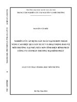Nghiên cứu áp dụng sản xuất sạch hơn nhằm nâng cao hiệu quả sản xuất và hoạt động bảo vệ môi trường tại nhà máy sơn tĩnh điện bình phát công ty cổ phần thương mại bình phát 