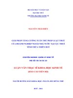 Giải pháp tăng cường tuân thủ pháp luật thuế của doanh nghiệp ngoài nhà nước tại cục thuế tỉnh thừa thiên huế 