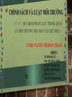 QUY ĐỊNH PHÁP LUẬT  TRONG QUẢN LÝ MÔI TRƯỜNG NHÀ MÁY TÁI CHẾ NHỰA