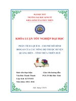 Phân tích lợi ích – chi phí mô hình biogas ở các nông hộ thuộc huyện quảng điền – tỉnh thừa thiên huế 