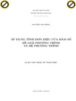 Áp dụng tính đơn điệu của hàm số để giải phương trình và hệ phương trình 