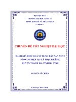 Đánh giá hiệu quả sử dụng đất sản xuất nông nghiệp tại xã thạch kênh, huyện thạch hà, tỉnh hà tĩnh 