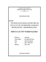 Ứng dụng GIS xây dựng cơ sở dũ liệu giá đất và các yếu tố ảnh hưởng tại địa bàn Phường Đại Yên_ Thành Phố Hạ Long