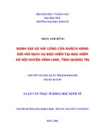 ĐÁNH GIÁ sự hài LÒNG của KHÁCH HÀNG đối với DỊCH vụ bảo HIỂM tại bảo HIỂM xã hội HUYỆN VĨNH LINH, TỈNH QUẢNG TRỊ 
