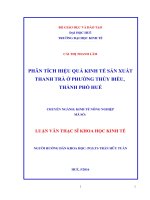 PHÂN TÍCH HIỆU QUẢ KINH tế sản XUẤT THANH TRÀ ở PHƯỜNG THỦY BIỀU, THÀNH PHỐ HUẾ 