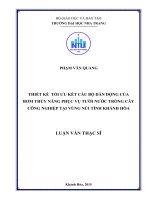 Thiết kế tối ưu kết cấu bộ dẫn động của bơm thủy năng phục vụ tưới nước trồng cây công nghiệp tại vùng núi tỉnh khánh hòa 