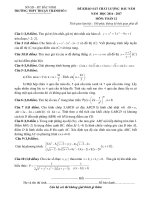 Đề thi KS chất lượng đầu năm học 2017 môn Toán Lớp 12