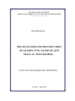 Một số giải pháp góp phần phát triển du lịch bền vững tại khu du lịch tràng an, tỉnh ninh bình 