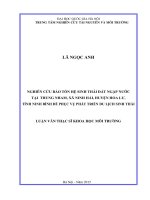 Nghiên cứ bảo tồn hệ sinh thái đất ngập nước tại thung nham, xã ninh hải, huyện hoa lư, tỉnh ninh bình để phục vụ phát triển du lịch sinh thái 