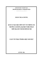 Quản lý dạy học môn ngữ văn trong các trường cao đẳng, đại học nghệ thuật trên địa bàn thành phố hà nội 