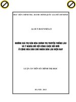 (Luận án tiến sĩ) những giá trị văn hóa chính trị truyền thống lào và ý nghĩa đối với công cuộc đổi mới ở cộng hoà dân chủ nhân dân lào hiện nay