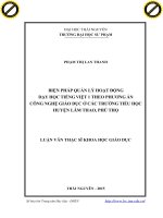 Biện pháp quản lý hoạt động dạy học tiếng việt 1 theo phương án công nghệ giáo dục ở các trường tiểu học huyện lâm thao, phú thọ 
