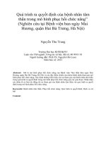 Quá trình ra quyết định của bệnh nhân tâm thần trong mô hình phục hồi chức năng” (nghiên cứu tại bệnh viện ban ngày mai hương, quận hai bà trưng, hà nội) 