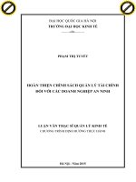 Hoàn thiện chính sách quản lý tài chính đối với các doanh nghiệp an ninh 