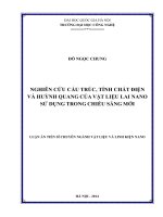 Luận án tiến sĩ nghiên cứu cấu trúc, tính chất điện và huỳnh quang của vật liệu lai nano sử dụng trong chiếu sáng mới 