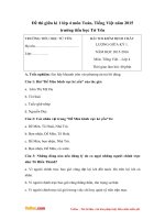 Đề thi giữa học kì 1 lớp 4 môn Toán, Tiếng Việt trường tiểu học Tứ Yên, Vĩnh Phúc năm 2015 - 2016