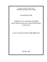 Nghiên cứu và xây dựng qui trình chuẩn hóa dữ liệu quan trắc môi trường ở việt nam (TT) 