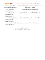 Đề thi khảo sát chất lượng đầu năm môn Địa lý lớp 10 trường THPT Mai Thúc Loan, Hà Tĩnh năm học 2015 - 2016