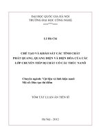 Luận án tiến sĩ chế tạo và khảo sát các tính chất phát quang, quang điện và điện hoá của các lớp chuyển tiếp dị chất cấu trúc nanô (TT) 