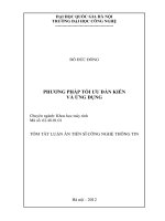 Luận án tiến sĩ phương pháp tối ưu đàn kiến và ứng dụng (TT) 