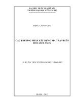 Luận án tiến sĩ các phương pháp xây dựng ma trận biến đổi axít amin 