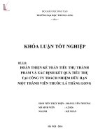 Hoàn thiện kế toán tiêu thụ thành phẩm và xác định kết quả tiêu thụ tại công ty TNHH một thành viên thuốc lá thăng long
