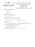 Đề thi khảo sát chất lượng đầu năm môn Toán lớp 8 trường THCS Long Xuyên, Hải Dương năm học 2014 - 2015