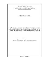PHÂN TÍCH VÀ ĐỀ XUẤT MỘT SỐ GIẢI PHÁP HOÀN THIỆN CÔNG TÁC QUẢN LÝ DỰ ÁN TẠI BAN QUẢN LÝ ĐẦU TƯ VÀ XÂY DỰNG CÔNG TRÌNH TRỌNG ĐIỂM TỈNH QUẢNG NINH